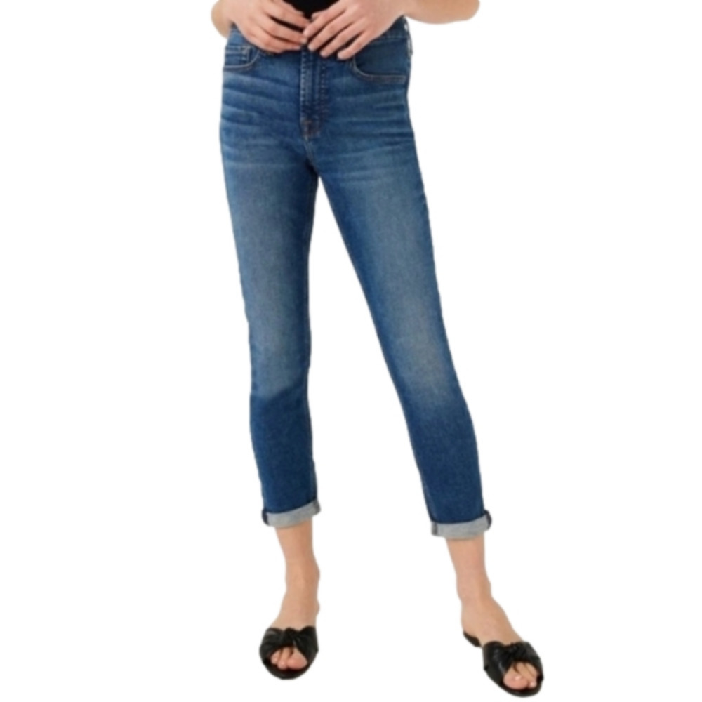 Nwt Jen7 by 7 for all Mankind Slim Boyfriend Cropped Jean Medium Wash Size 14